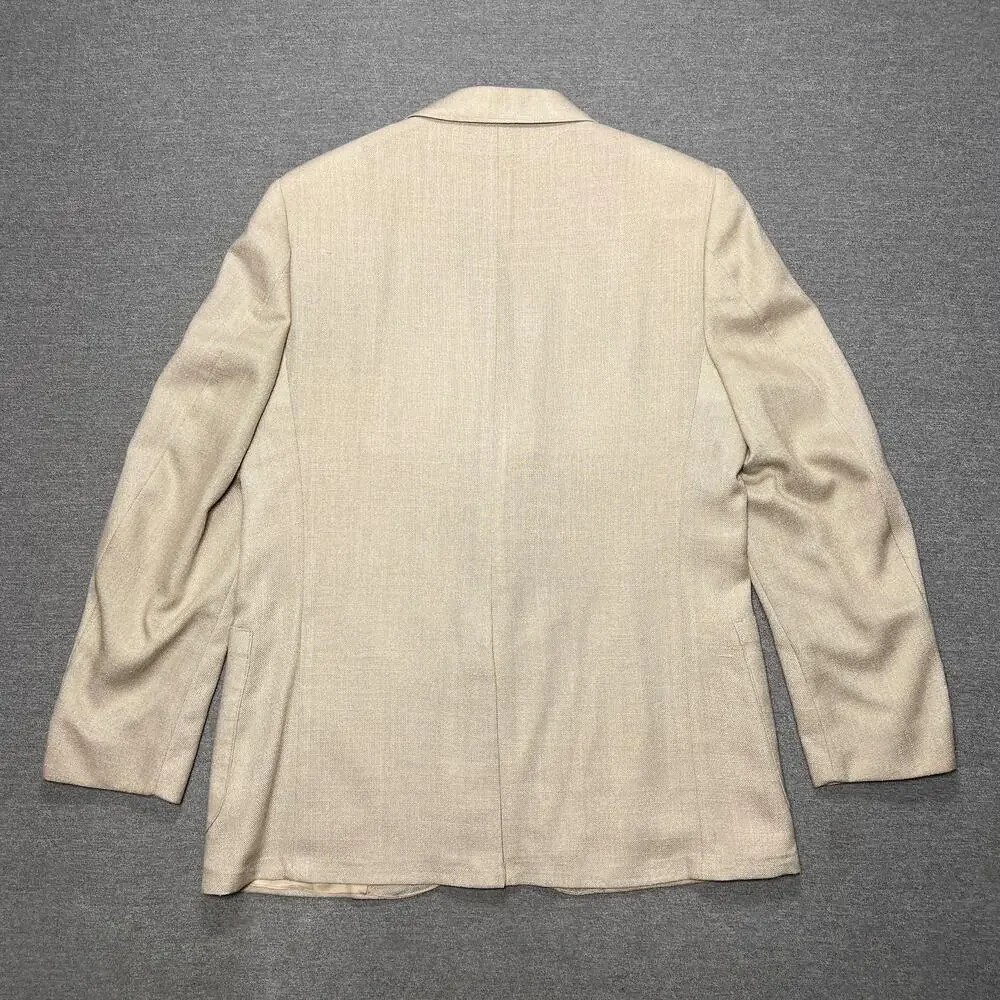 Vintage Le Tigre Sport Coat Mens 42 Beige Blazer Patch Pocket Made USA Classic